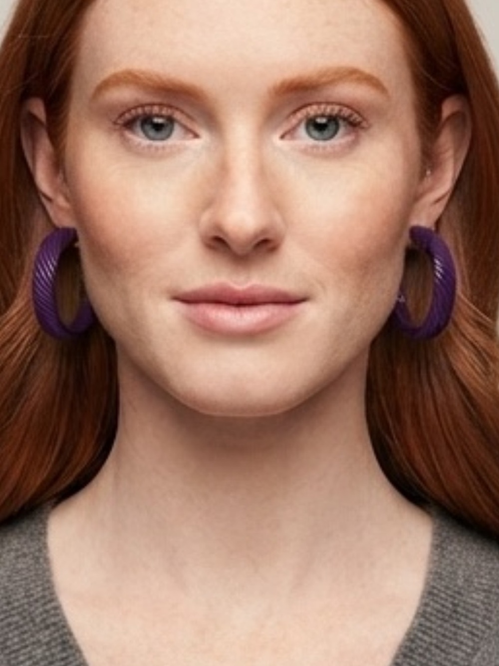 Textured Purple Hoop Earrings for Women
